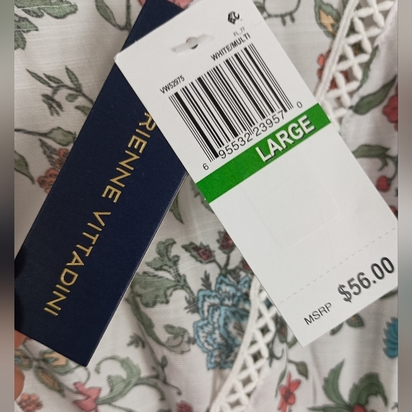 NWT Adrienne Vittadini Floral Surplice Peasant Dress Size Large - Picture 4 of 6